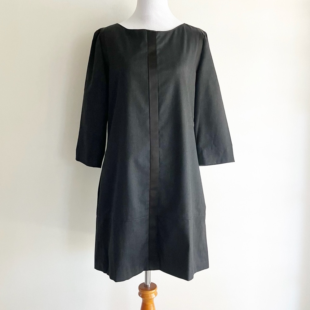 PLS READ rag & bone 6 Wool Shift Dress 3/4 Sleeves Dark Charcoal Pockets Career